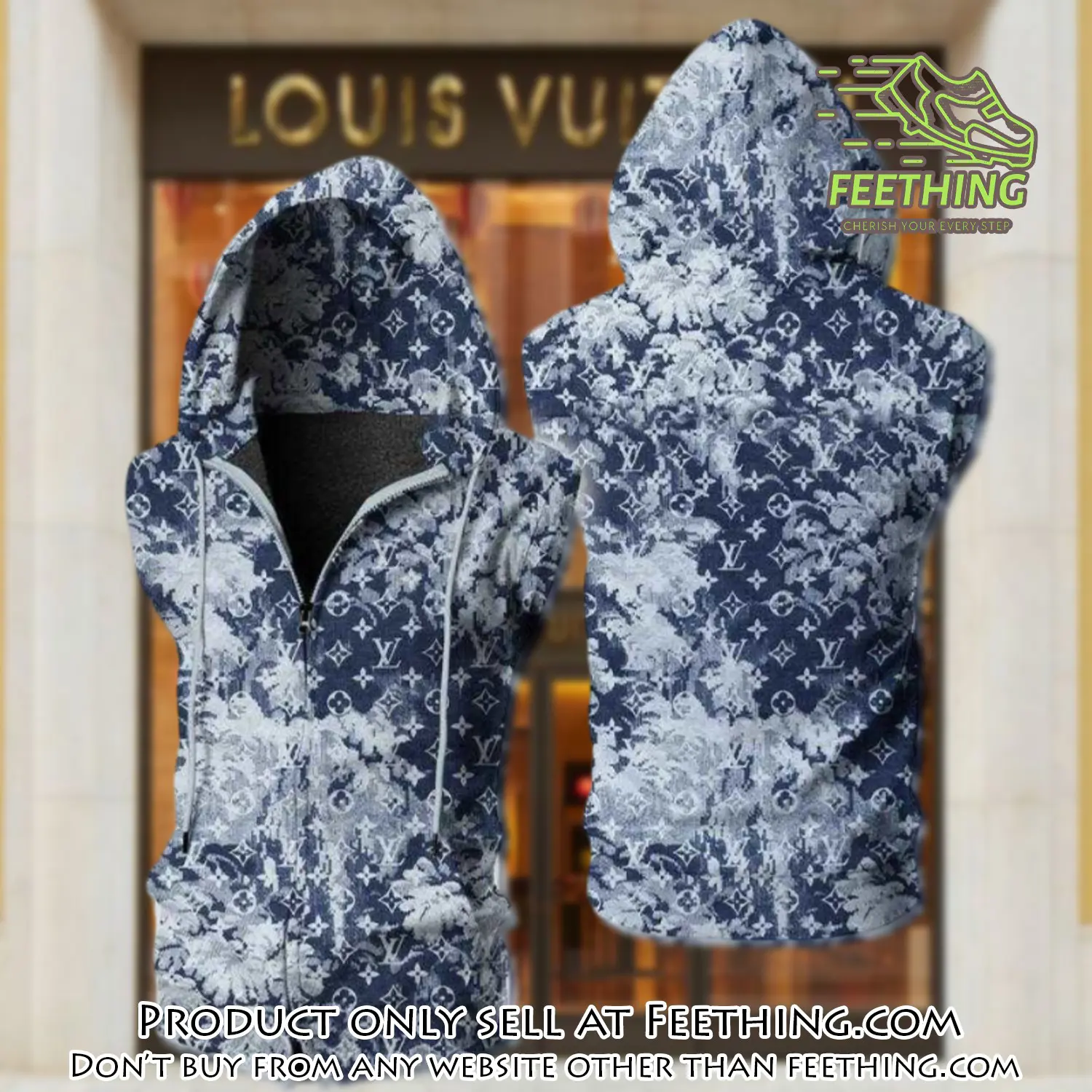 Louis vuitton watercolor unisex sleeveless zip up hoodie luxury for men women szh017 ft5019262